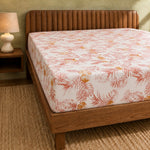 Peachy Floral Printed Fitted Sheet