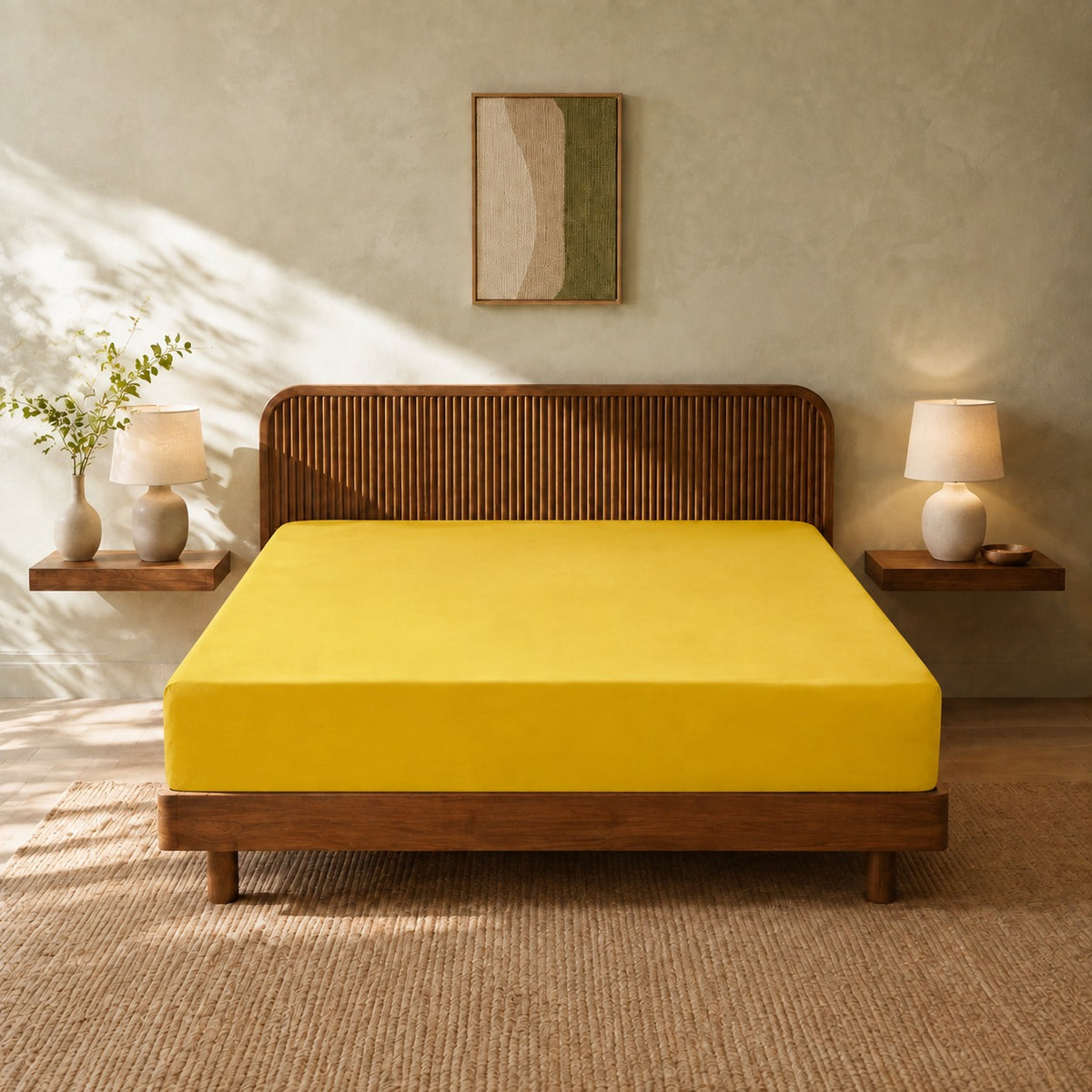 Jersey Bed Fitted Sheet - Yellow