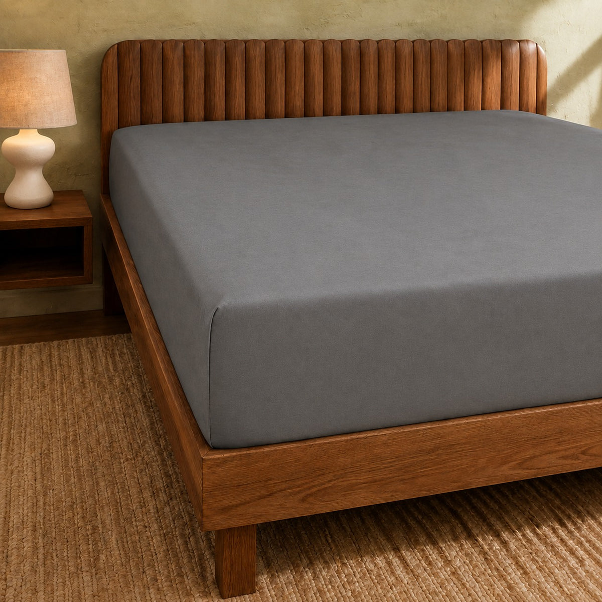 Jersey Bed Fitted Sheet- Grey
