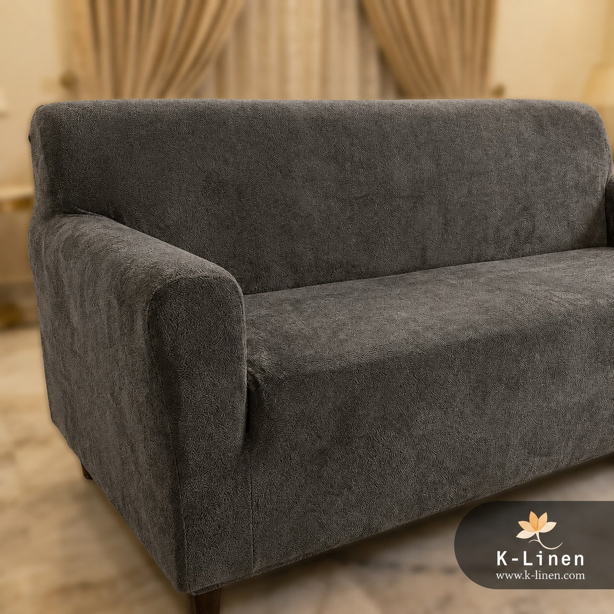 Premium Velvet Terry Sofa Cover - Grey