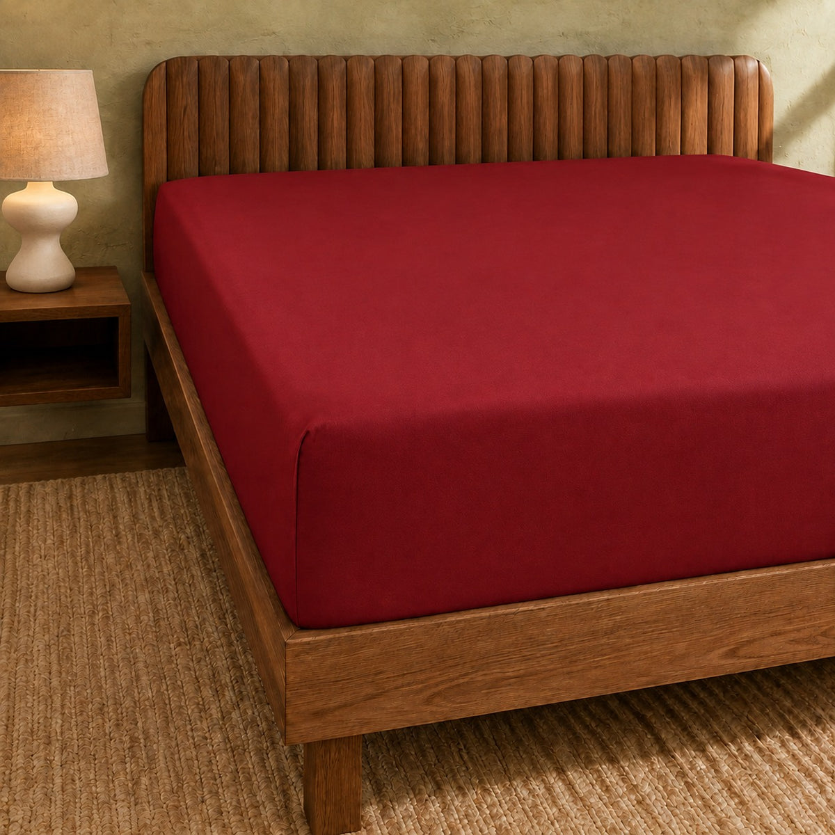 Jersey Bed Fitted Sheet- Red