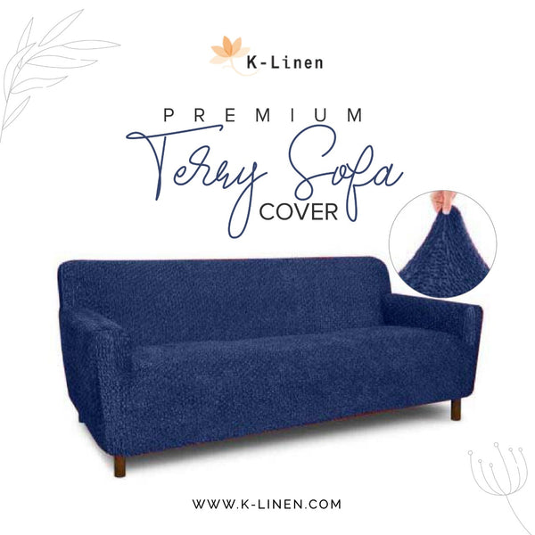 Premium Terry Sofa Cover - Navy Blue