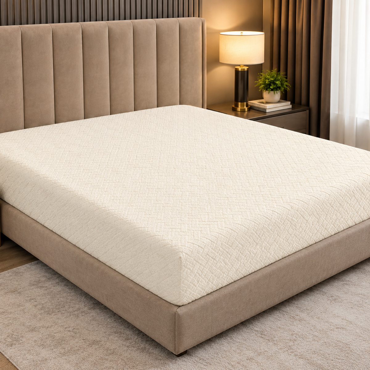 Stripe Jacquard Bed Fitted Sheet - White