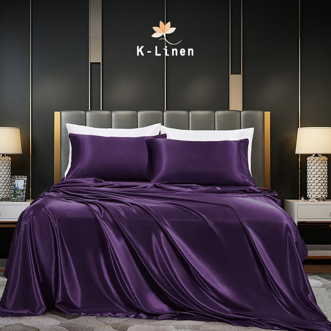 premium satin sheet plum purple