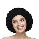 silk hair bonnet black