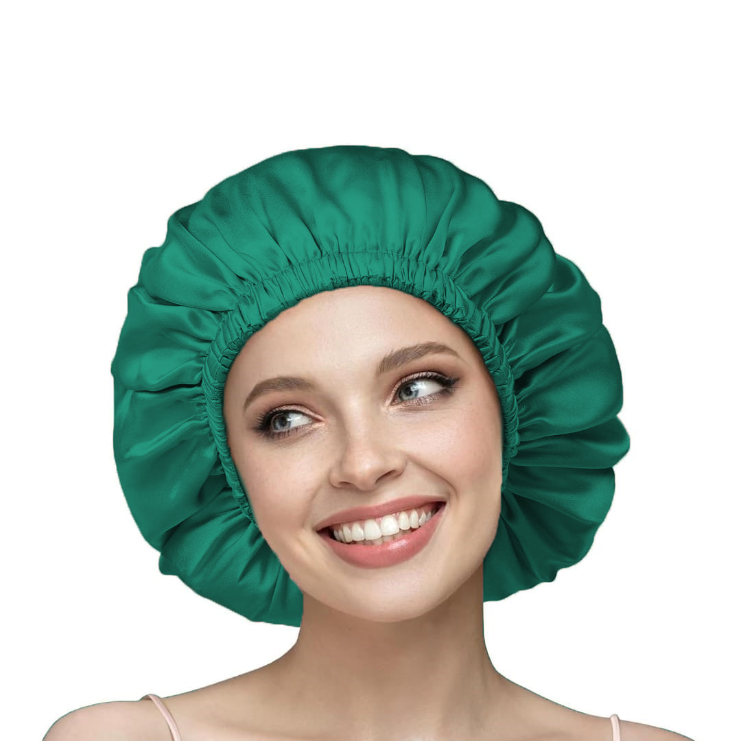 silk hair bonnet emerald green