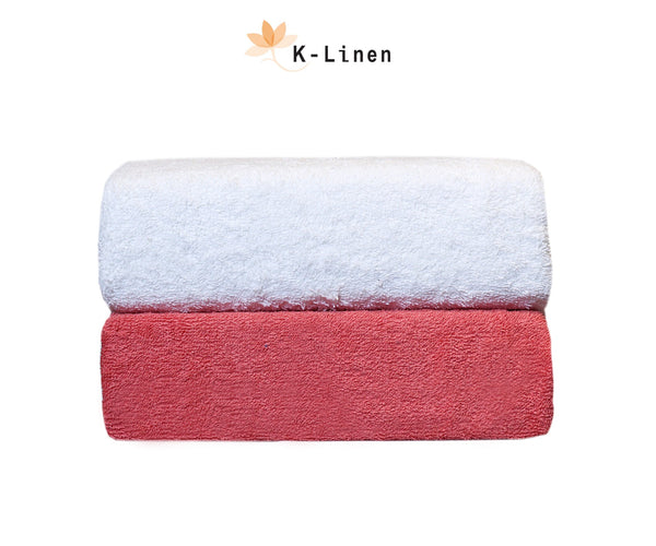 Towel Set Of 2 Pcs - White  & Red