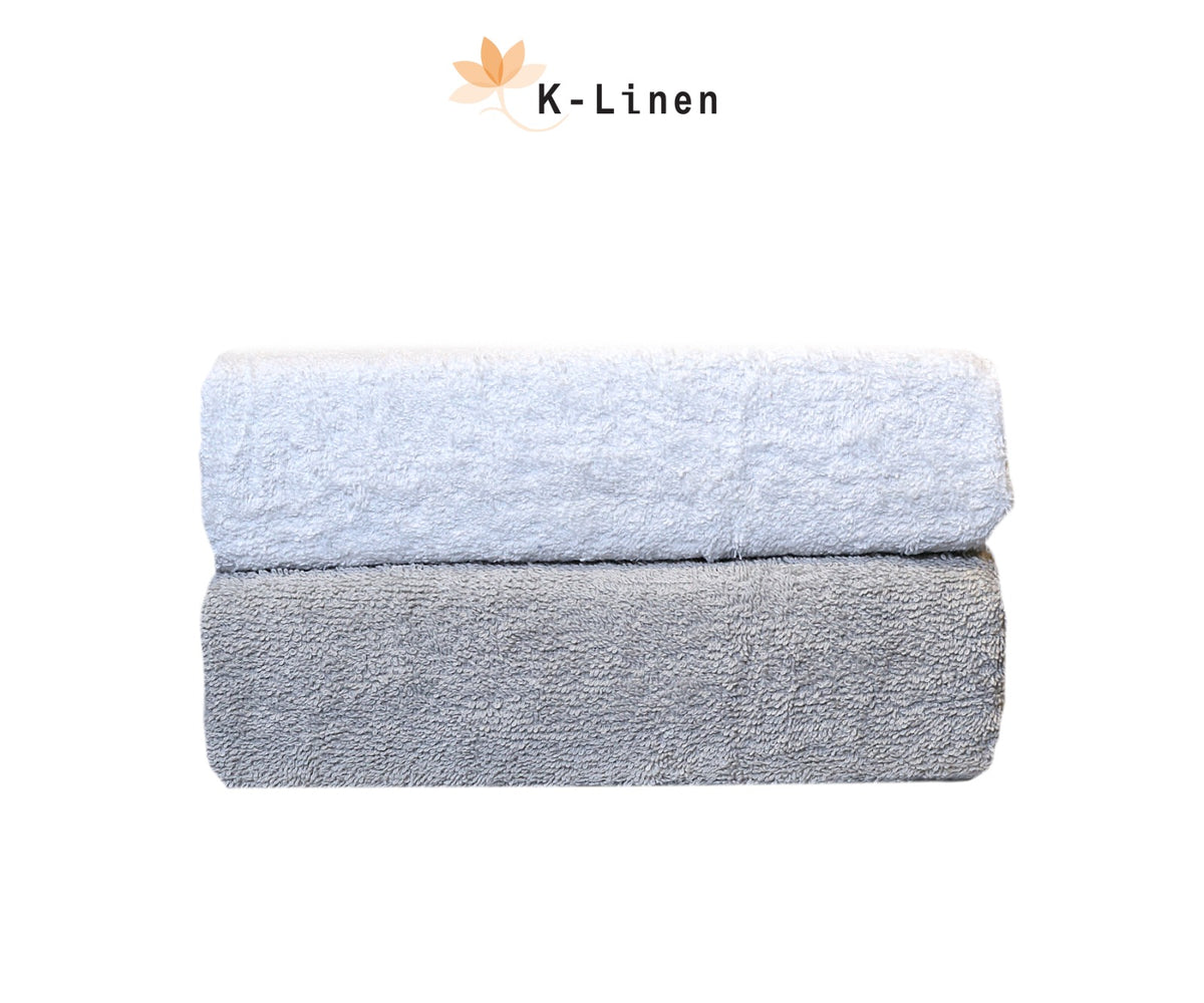 towel set of 2 pcs grey white towel.
