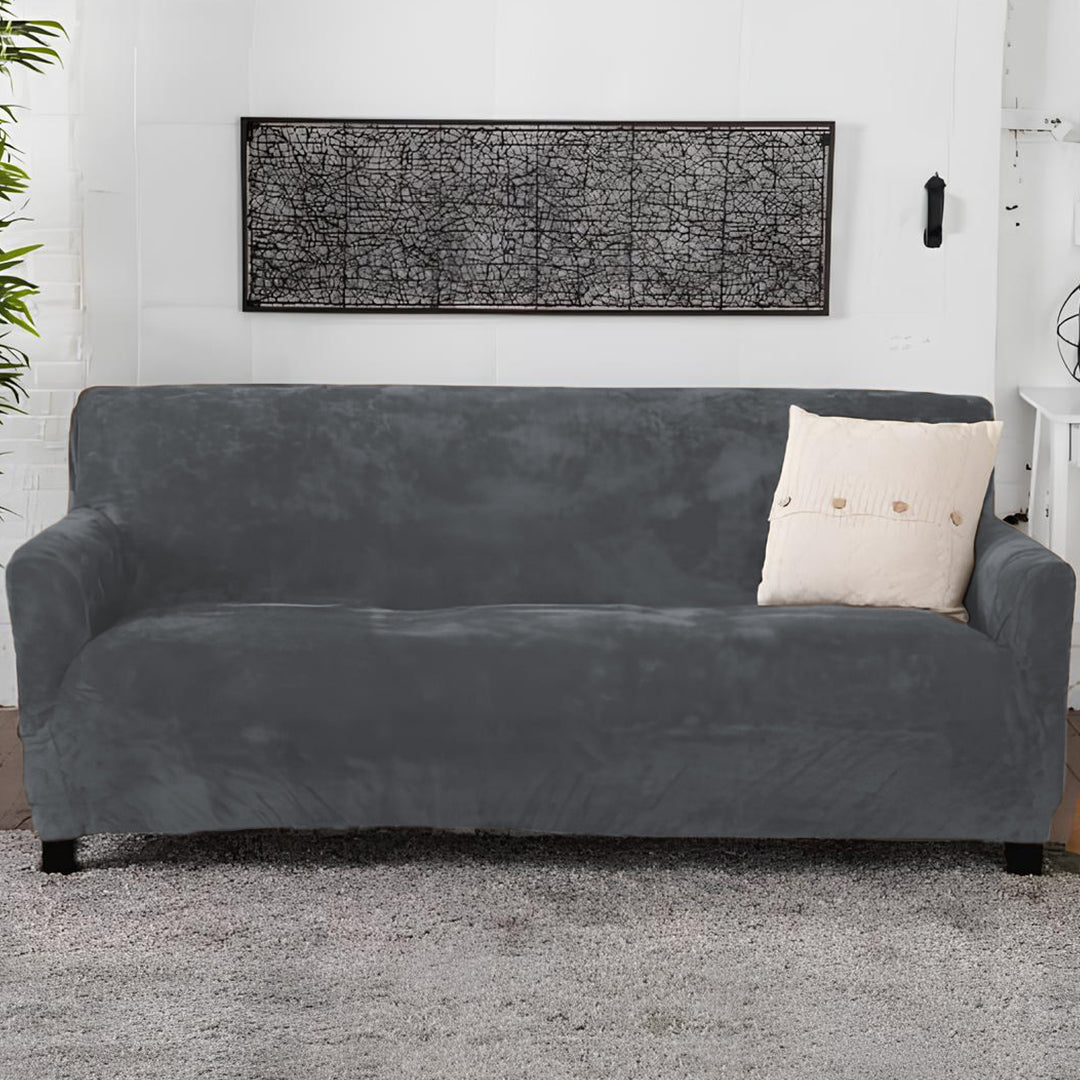 Modern Velvet Plush Sofa Cover - Grey