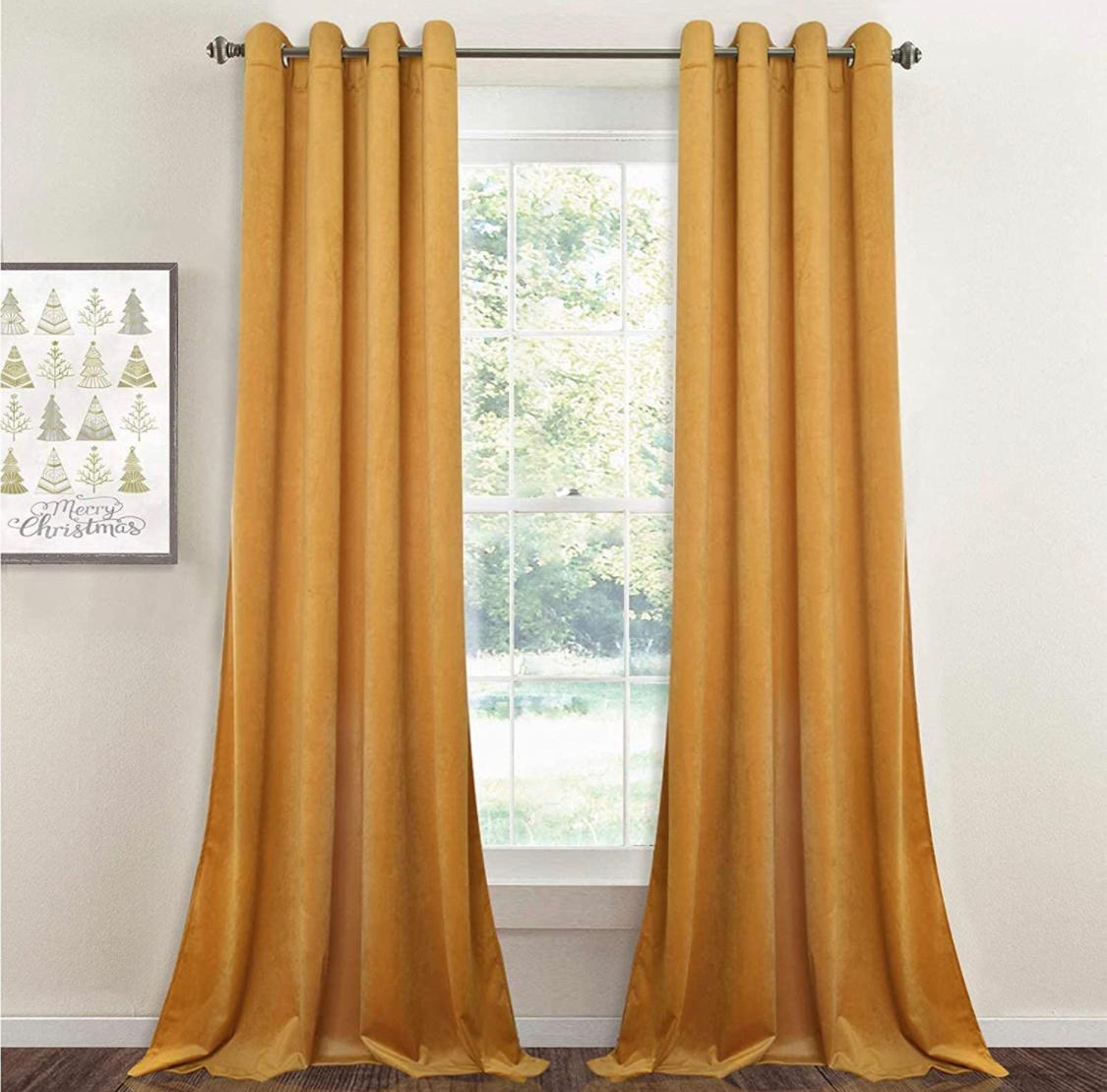 premium velvet curtain golden