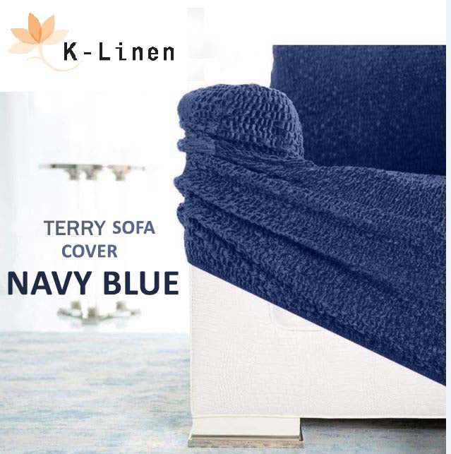 Premium Terry Sofa Cover - Navy Blue