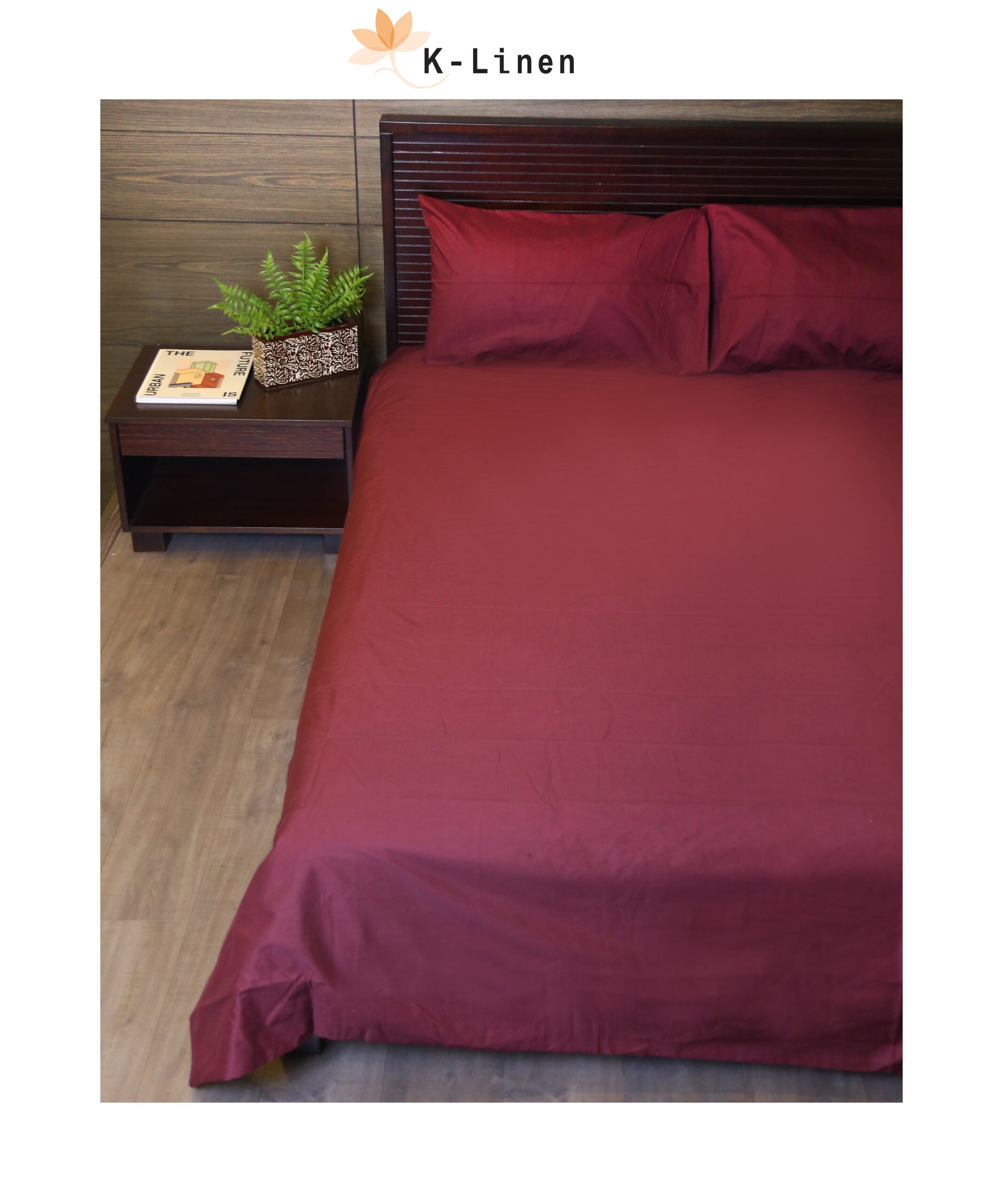 Mehroon Solid Bed Sheet Set