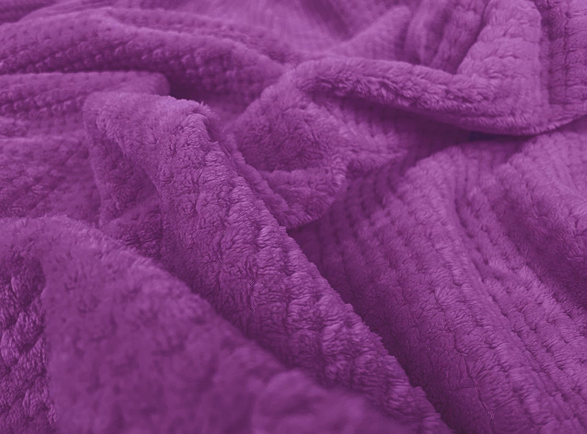 waffle fleece blanket bed spread purple blanket.