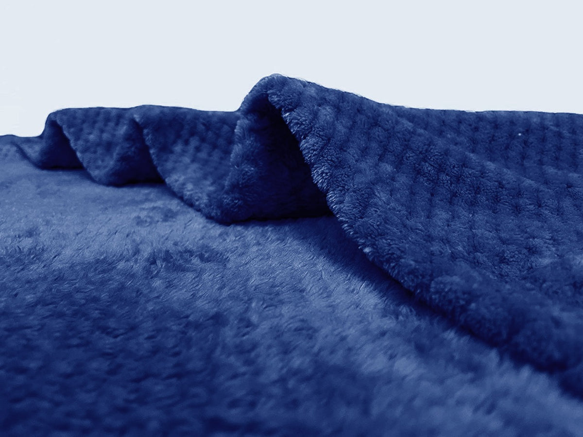 waffle fleece blanket bed spread navy blue copy blanket.