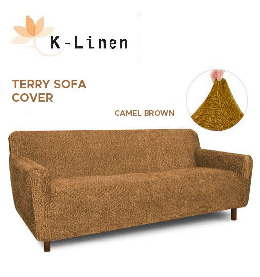 Premium Terry Sofa Cover - Camel Brown