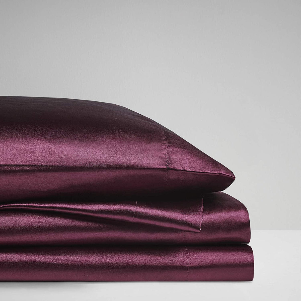 premium satin sheet plum purple