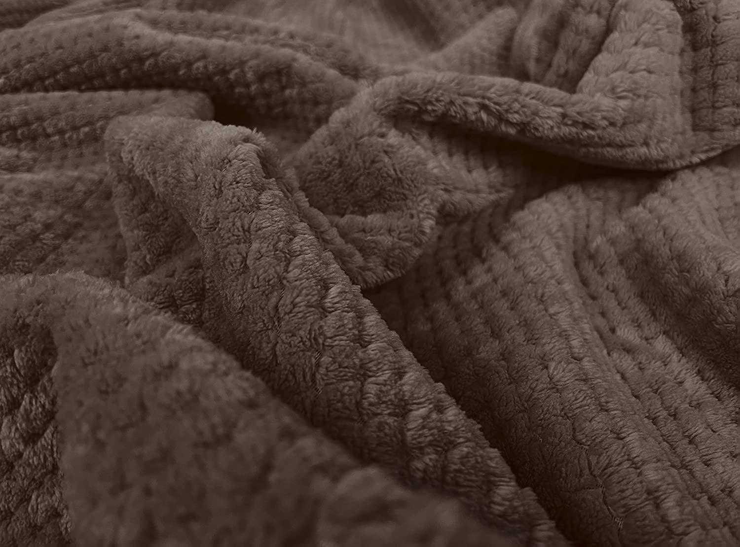 Waffle Fleece Blanket / Bed Spread - Brown