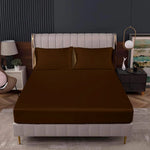 satin silk fitted sheet brown