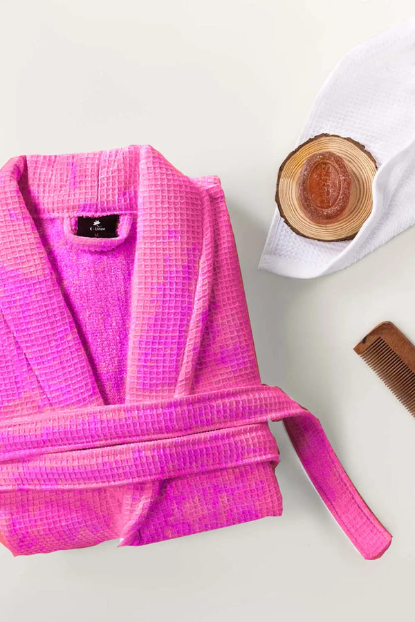 Waffle Bathrobe Pink