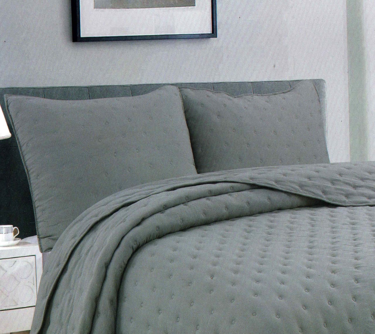 Velvet Bed Spread - Grey