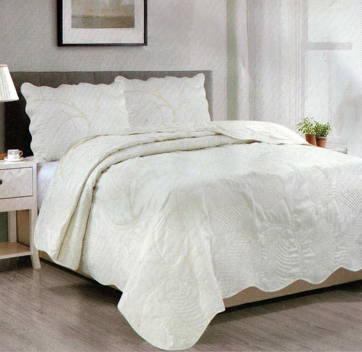 cotton sateen quilted white