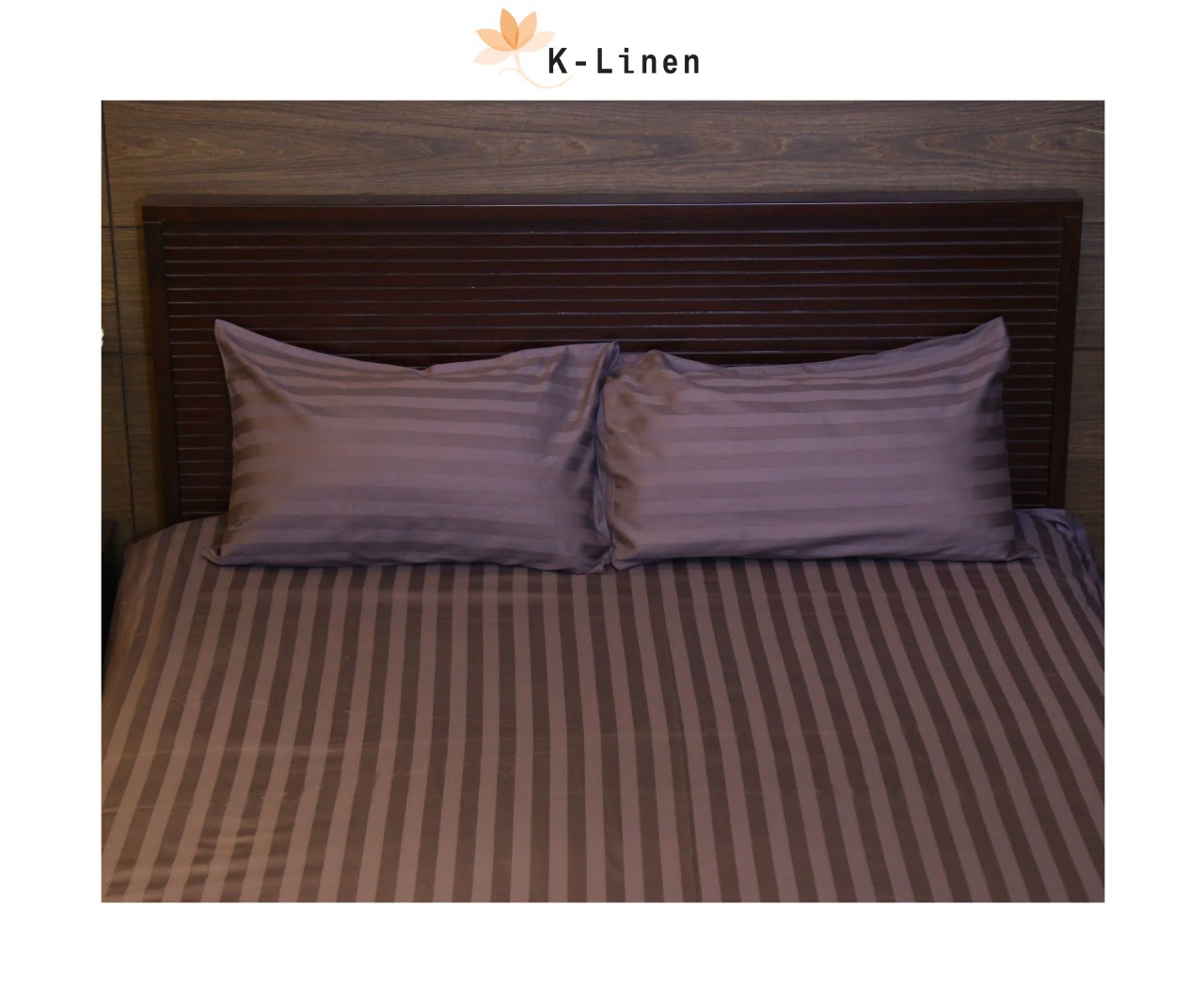 Grey Satin Stripe Bed Sheet Set