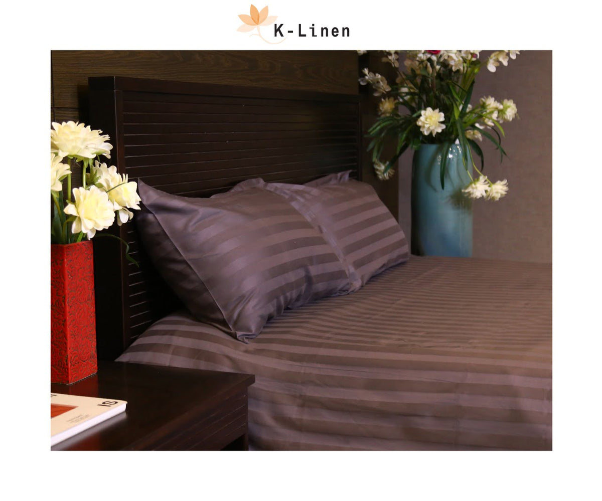 grey satin stripe bed sheet set bed sheet set.