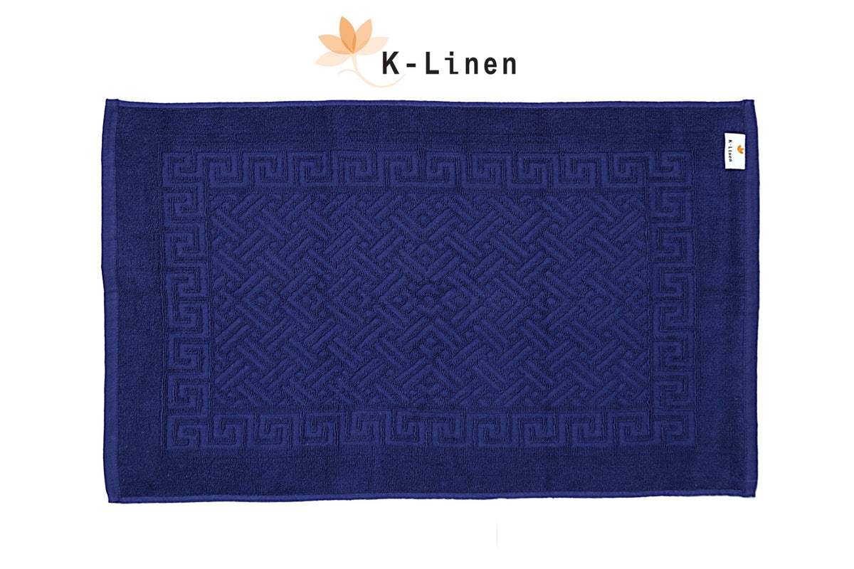 greek bath mat blue