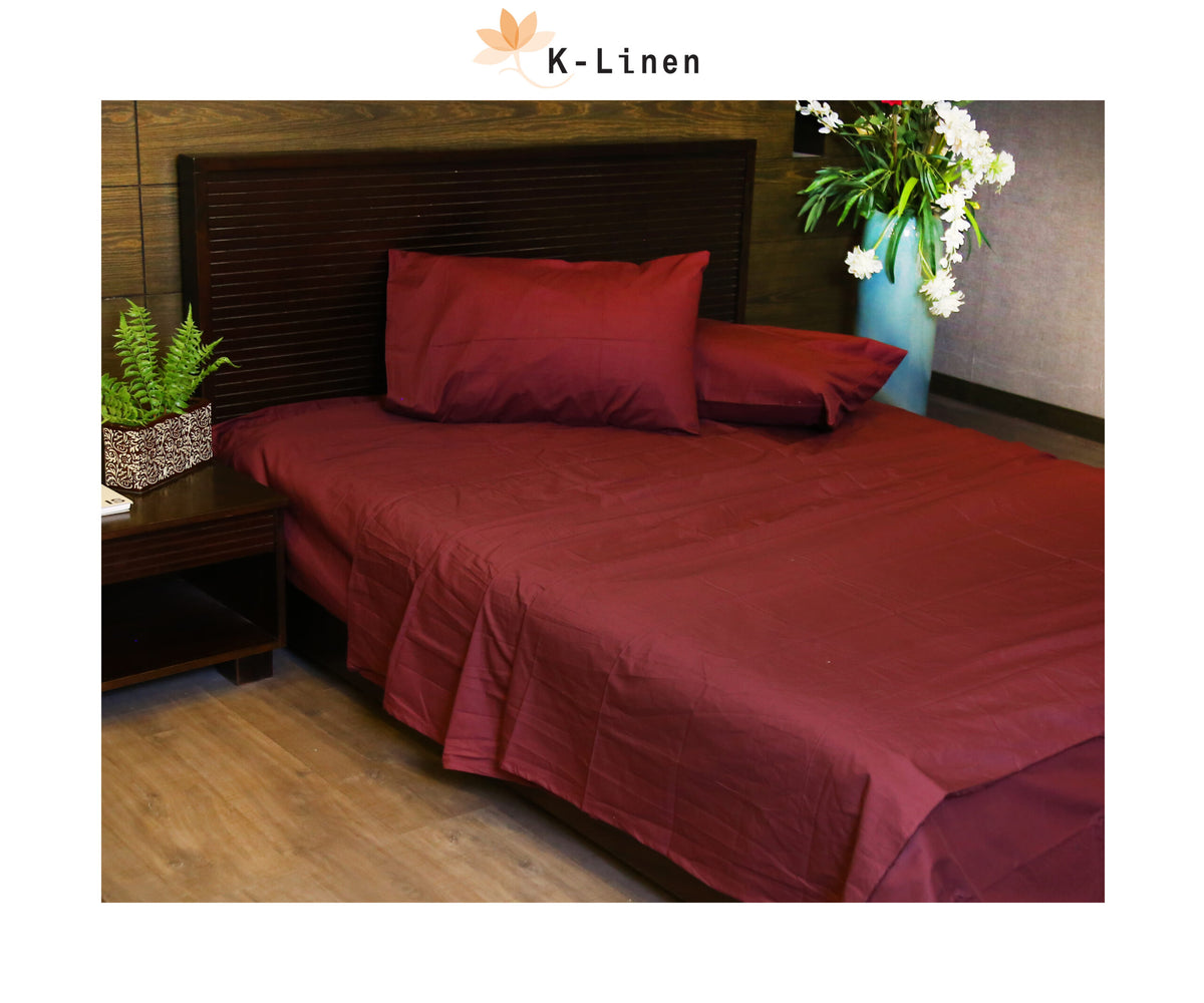 mehroon solid bed sheet set bed sheet set.