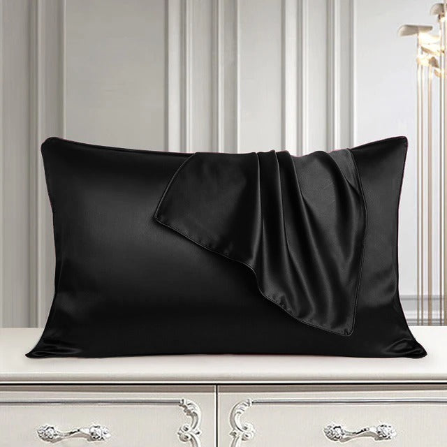 pair of satin pillow cover black pillow cover.