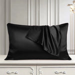 pair of satin pillow cover black pillow cover.