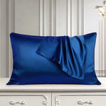 pair of satin pillow cover blue pillow cover.
