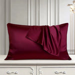 pair of satin pillow cover maroon pillow cover.