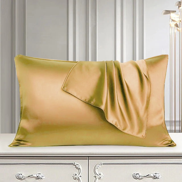 pair of satin pillow cover golden pillow cover.
