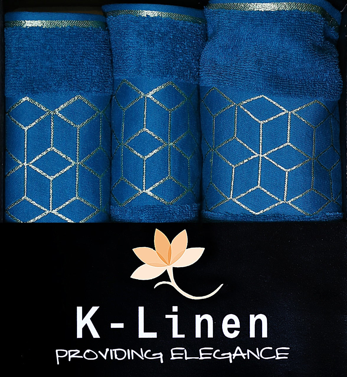 k linen towel set collection premium blue towel.