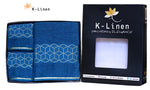 k linen towel set collection premium blue towel.