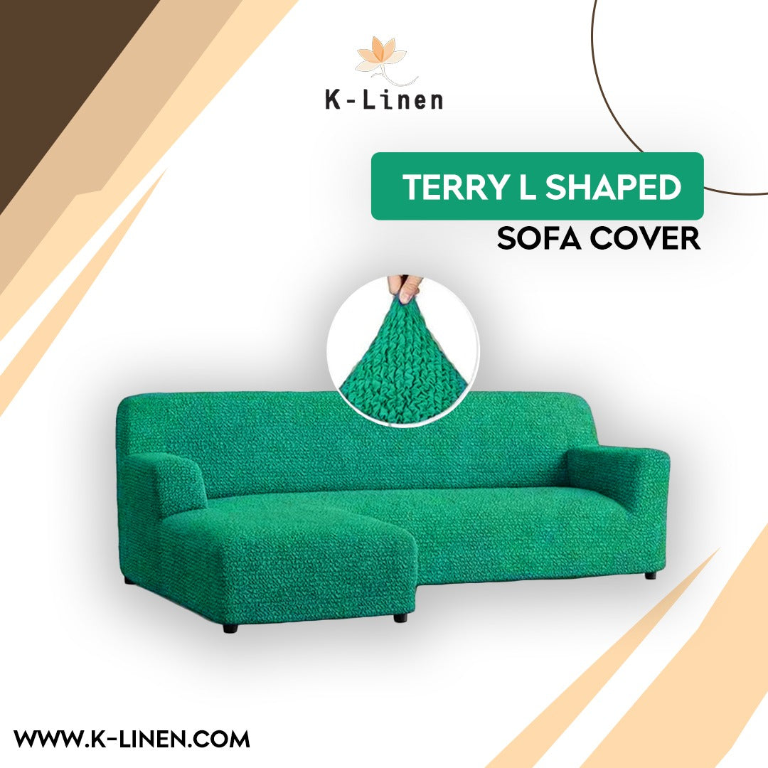 l shape terry sofa cover emerald green sofa cover.
