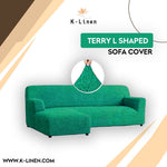 l shape terry sofa cover emerald green sofa cover.
