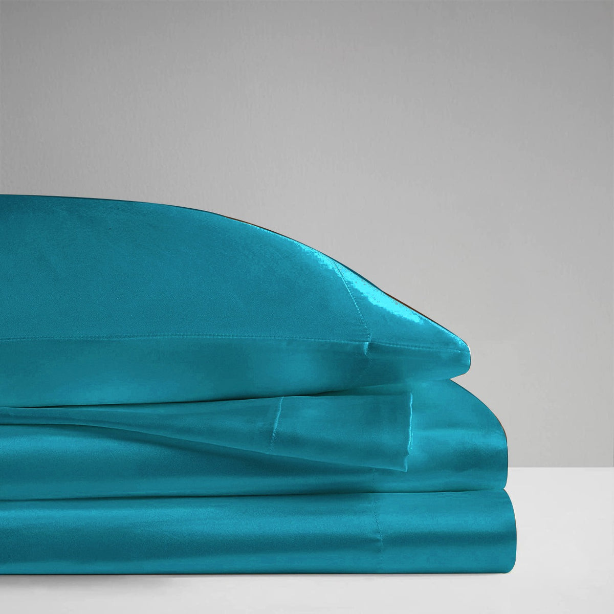 premium satin sheet aqua blue