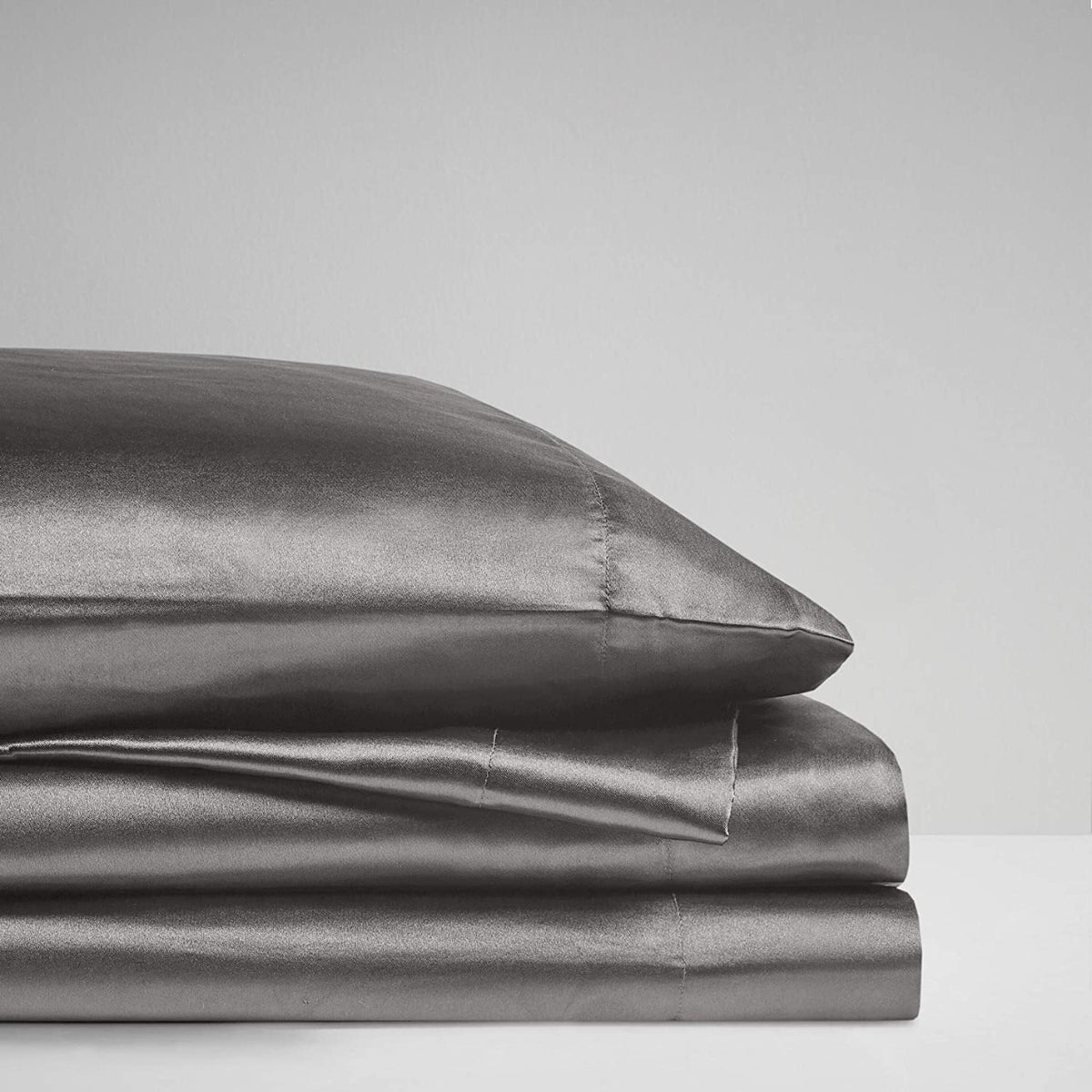 premium satin sheet dark grey
