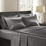 premium satin sheet dark grey