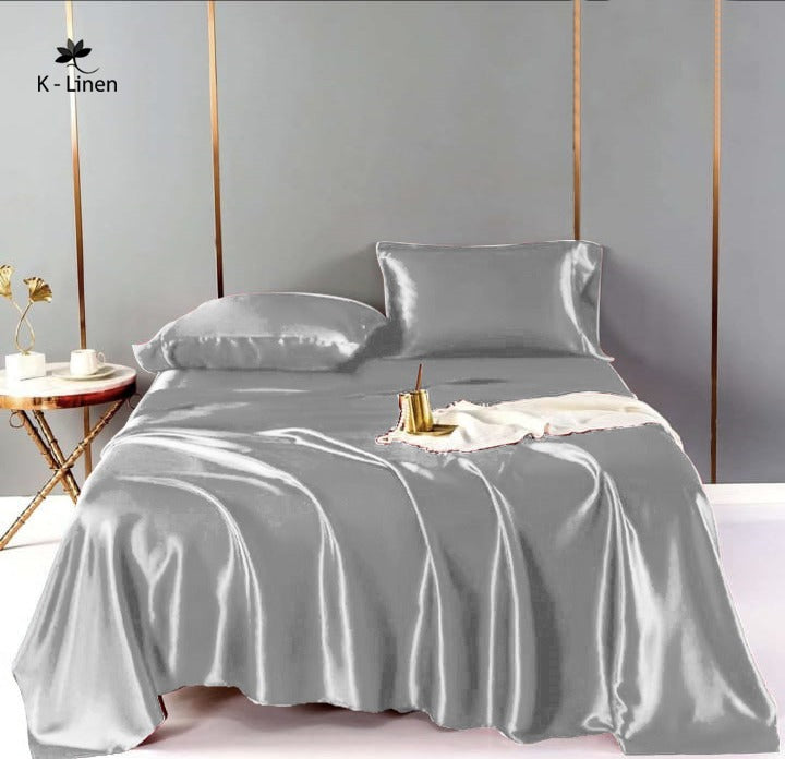 premium satin sheet grey