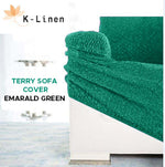 premium terry sofa cover emarald green sofa cover.
