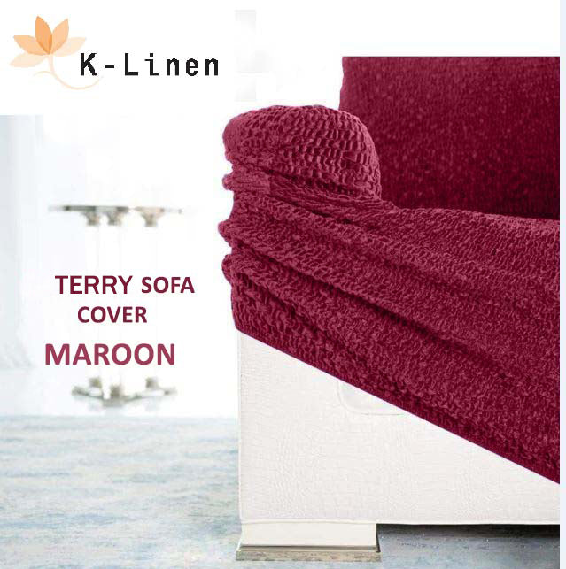 premium terry sofa cover maroon sofa cover.