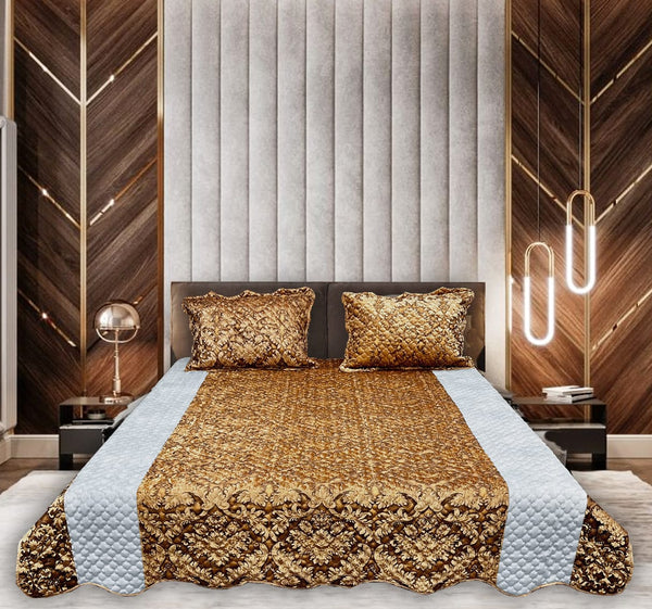 Quilted Bedspread Set- Golden