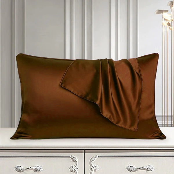 Pair of Satin Pillow Cover - Brown