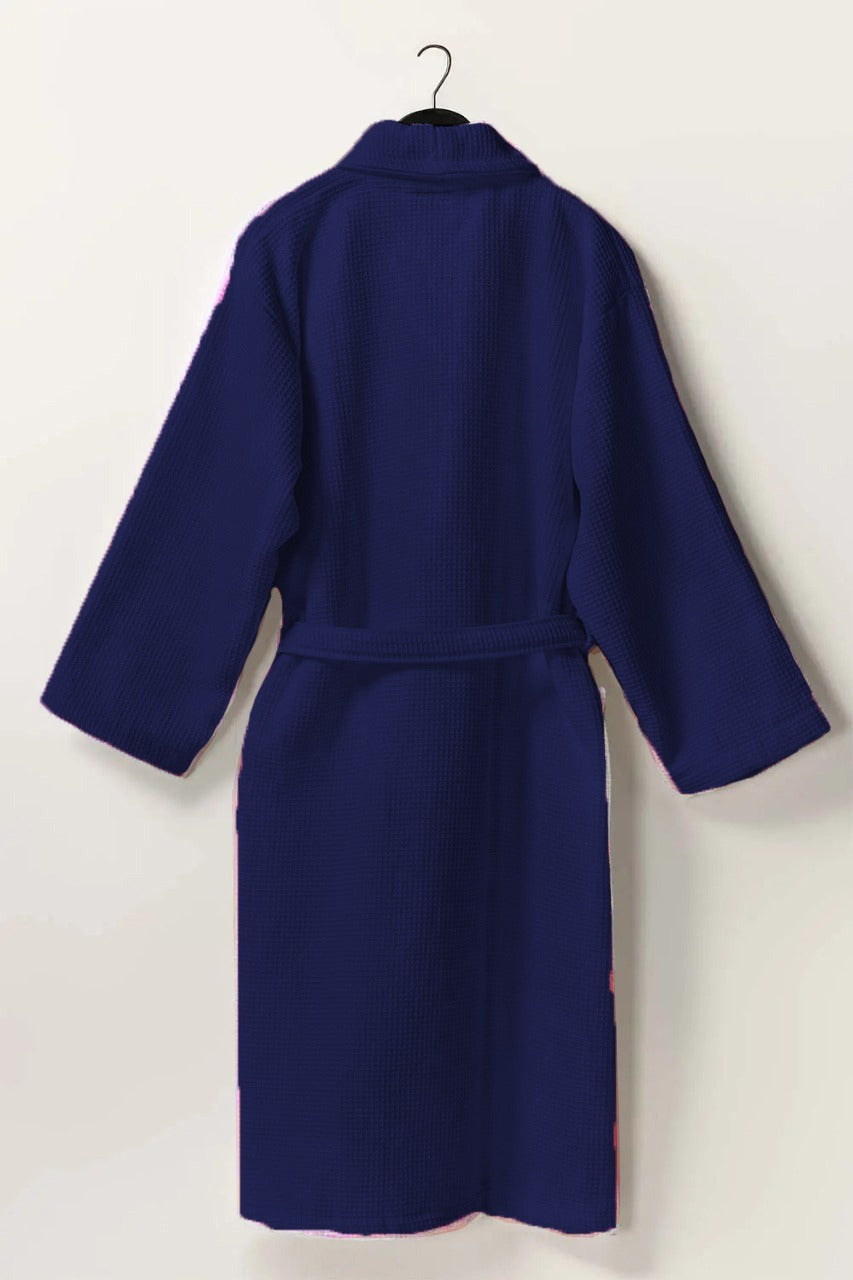 waffle bathrobe navy blue