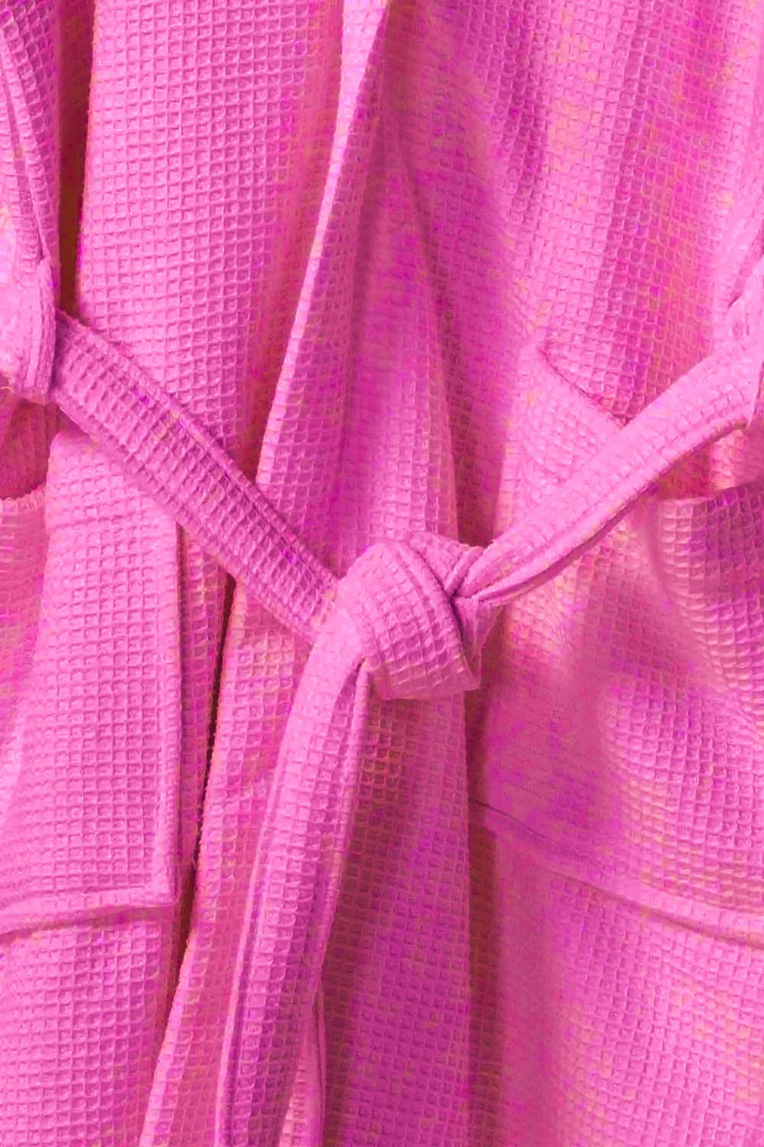 waffle bathrobe pink