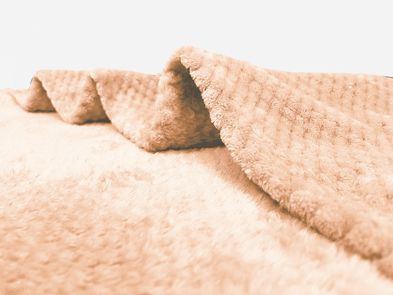 Waffle Fleece Blanket / Bed Spread - Peach