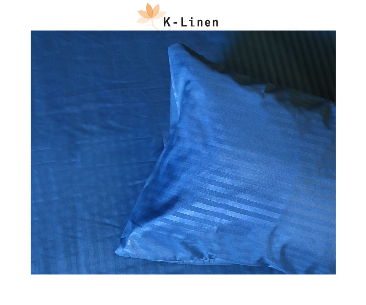 cotton satin stripe blue